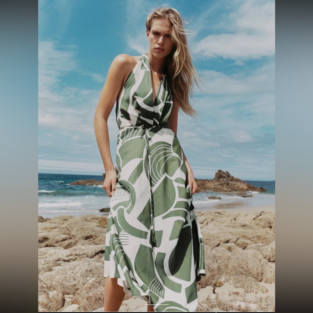 ZARA PRINTED HALTER DRESS